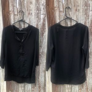 Express Black Sheer 3/4 Sleeve Shirt